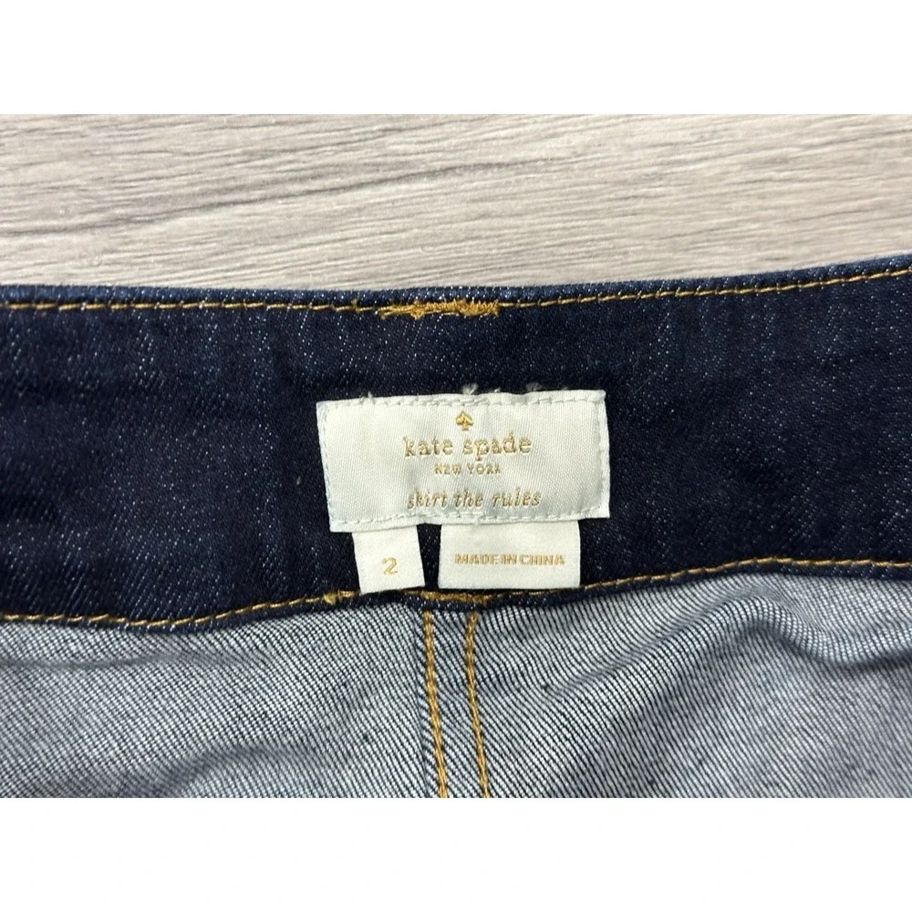 Kate‎ Spade W/ Flower Embroidered A Line Skirt Jeans Size 2 Missing Button